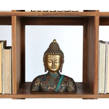 Brass Buddha with Stone Inlay