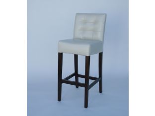 Ivory Leather Tufted Back Bar Stool