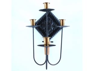 Mid-Century Modern Gothic Candle Sconce with Plate Mount