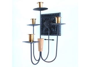 Mid-Century Modern Gothic Candle Sconce with Plate Mount