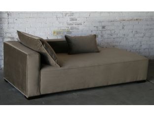 Contemporary Mushroom Velvet Chaise Lounge (Left Arm Facing)