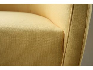 Yellow Woven Barrel Chair with Walnut Legs