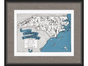 Illustrated Map of North Carolina 26W x 21.5H