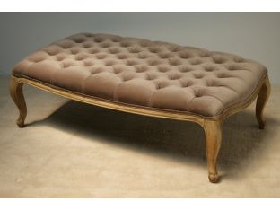 Taupe Velvet Tufted Ottoman
