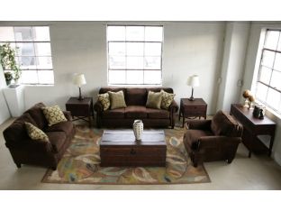 Brown Velvet Transitional Rolled-Arm Club Chair